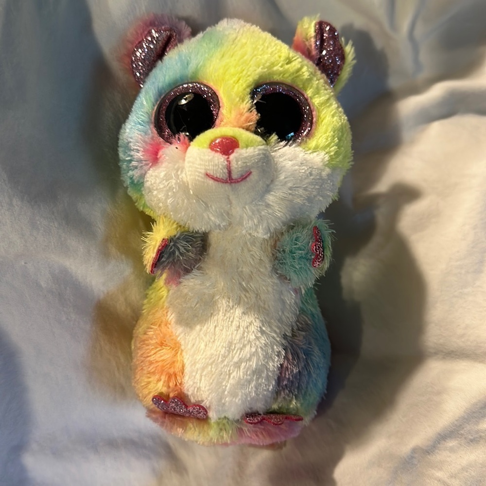 TY “Rodney” Collectible Rainbow /Pink Sparkle Accents Stuffed Animal BIG EYES